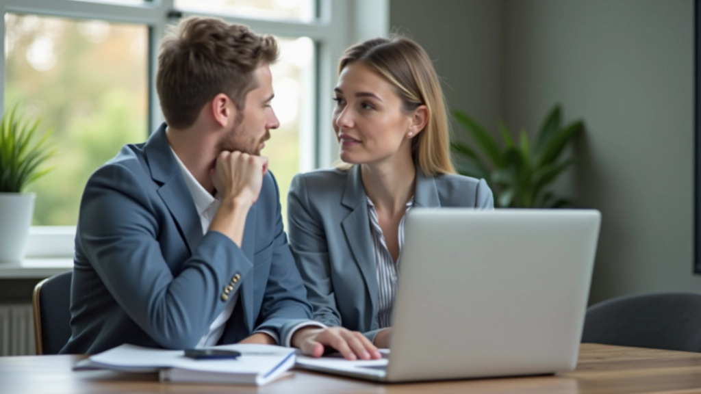 Person thinking about digital financial decisions with laptop and notepad