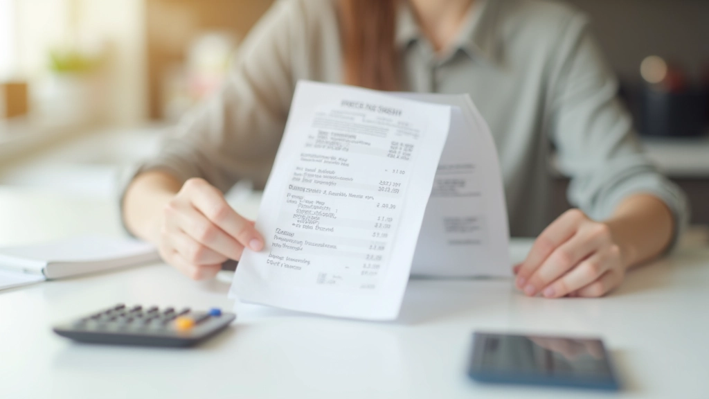 Shopping receipt and calculator on kitchen counter showing rising prices, morning natural light